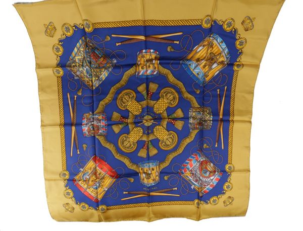 HERMES 'LES TAMBOURS' SILK SCARF