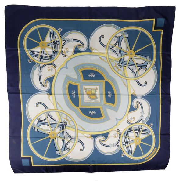 HERMES 'WASHINGTON'S CARRIAGE' SILK SCARF