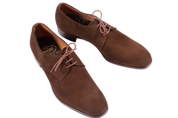 CHURCH'S: PAIR OF GENTLEMAN'S CHOCOLATE COLOURED BROWN SUEDE LEATHER LACE UP SHOES, size 9 1/2