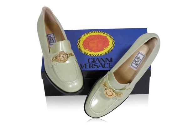 GIANNI VERSACE PALE GREEN PATENT LEATHER SHOES
