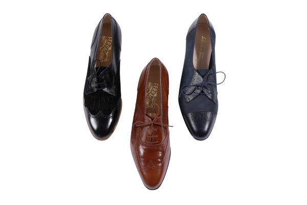 FERRAGAMO THREE PAIRS LACE-UP SHOES
