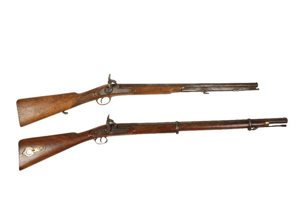 TWO SINGLE BARREL PERCUSSION GUNS