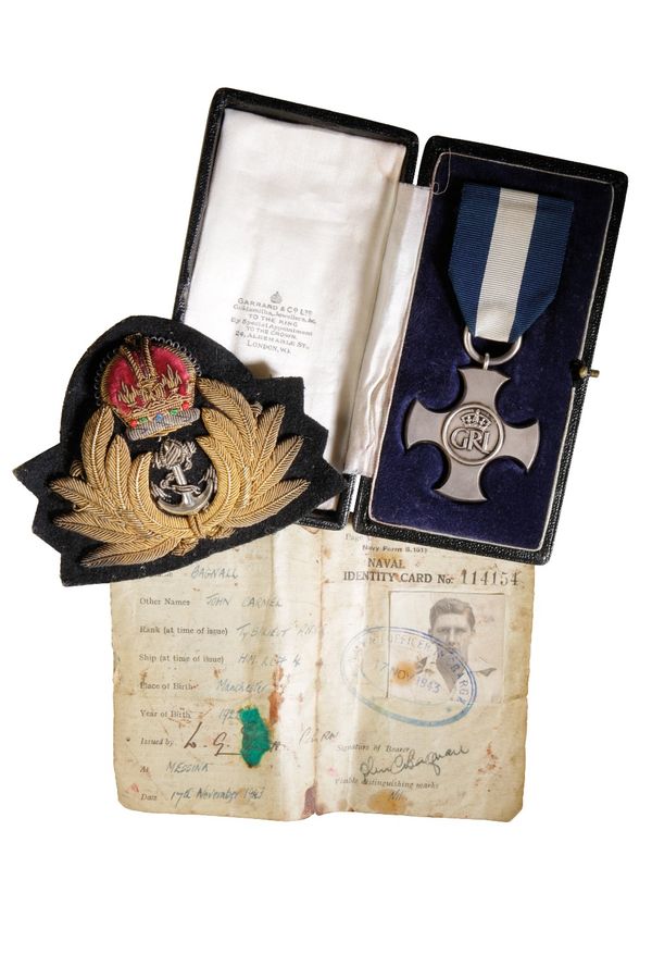 DISTINGUISHED SERVICE CROSS and Naval Identification card to Sub Lieutenant John Carmel Bagnall