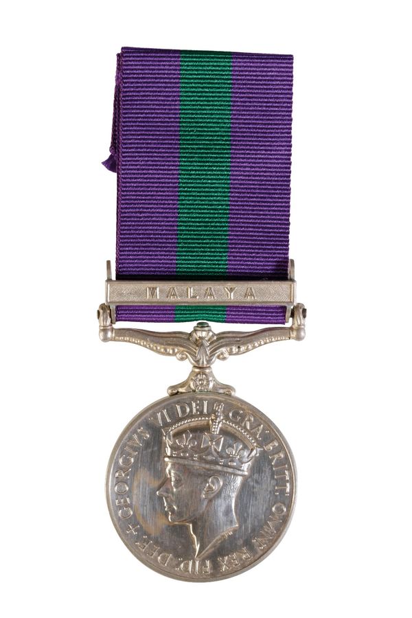 GENERAL SERVICE MEDAL clasp Malaya (GVIR) to 22165832 Pte. S. Whitehead