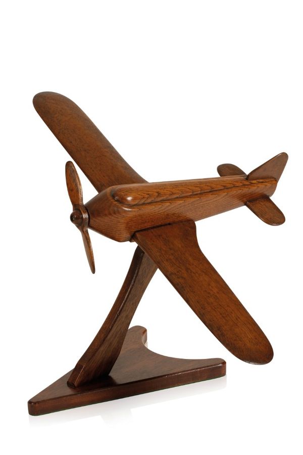 CARVED OAK AIRPLANE MODEL