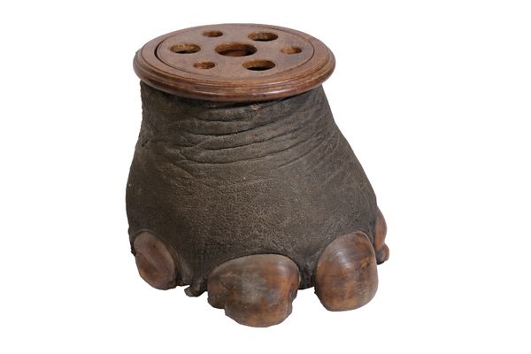 19TH ELEPHANT FOOT UMBRELLA AND STICK STAND