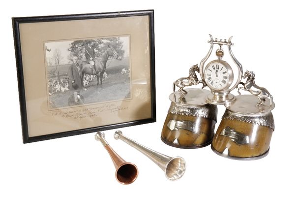 SILVER PLATED HORSE HOOF POCKET WATCH STAND AND POCKET WATCH