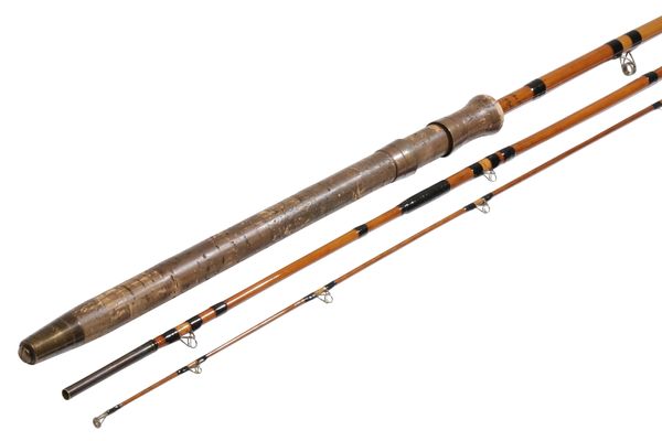 HARDY THE SURESTRIKE THAMES STYLE WHOLE CANE AND GREENHEART TIP THREE PIECE COURSE FISHING ROD
