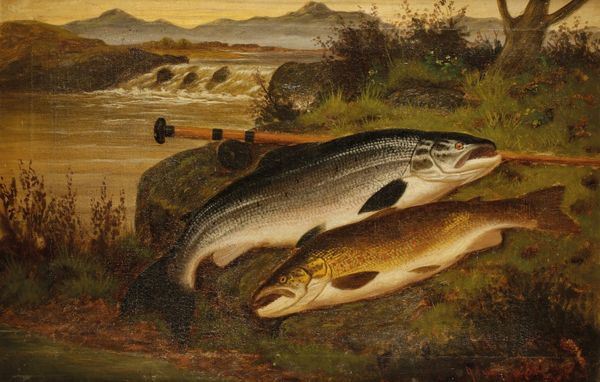 ROLAND KNIGHT ( fl 1810-1840 ) still life study of a day's catch on the riverbank