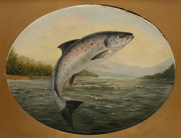 ENGLISH SCHOOL (19th/20th century) Study of a leaping salmon,