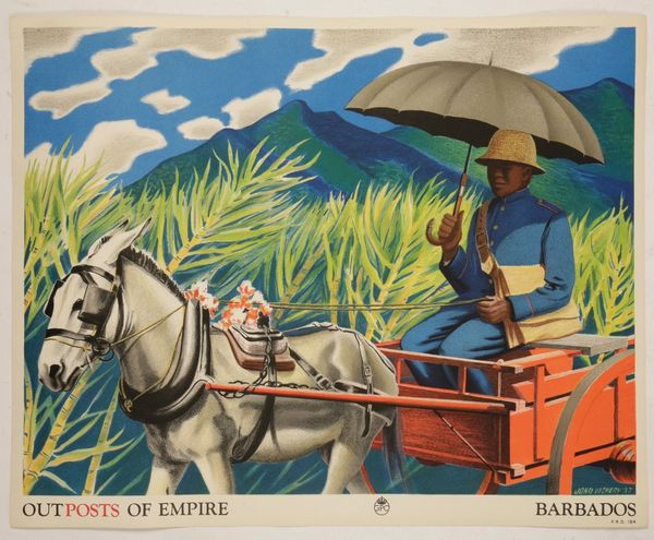 VINTAGE 'OUTPOSTS OF EMPIRE - BARBADOS' COLOURED POSTER