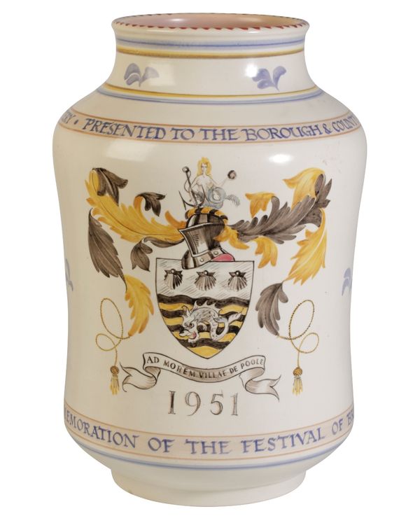 POOLE POTTERY: AN IMPORTANT "1951 FESTIVAL OF BRITAIN" VASE