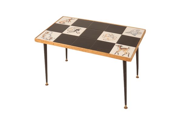 POOLE POTTERY: A POST WAR TILE TOP COFFEE TABLE