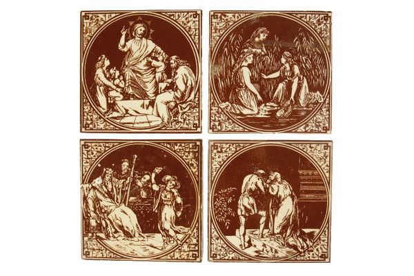 MINTON HOLLINS & CO: A SET OF FOUR TILES