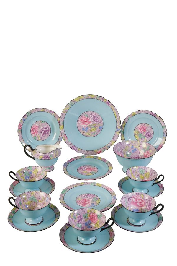 SHELLEY: A "SWANSEA LACE" CHINTZ TEA SET