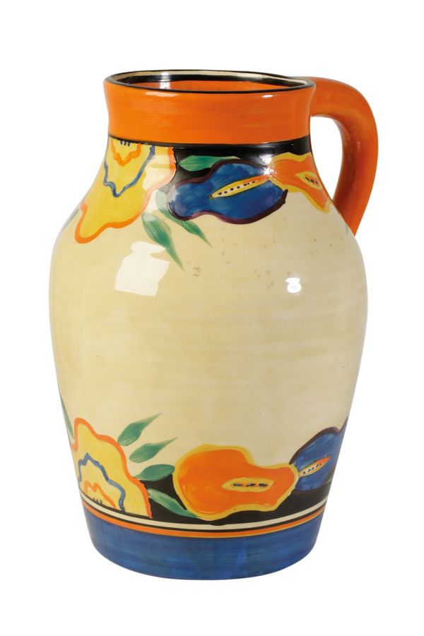 CLARICE CLIFF: A NEWPORT POTTERY BIZARRE "GARLAND" LOTUS JUG