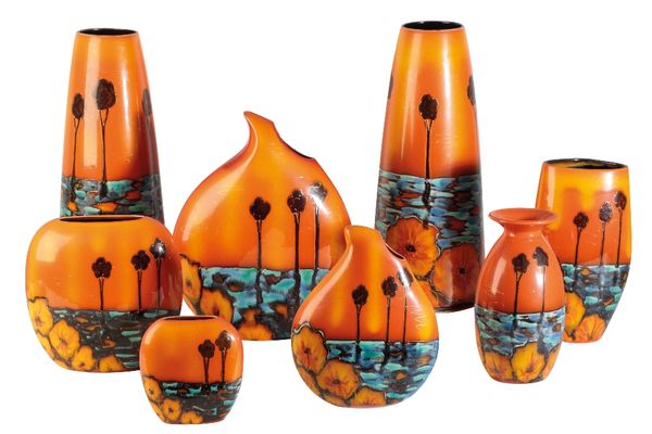 ANITA HARRIS STUDIO: A COLLECTION OF "HEATWAVE" VASES