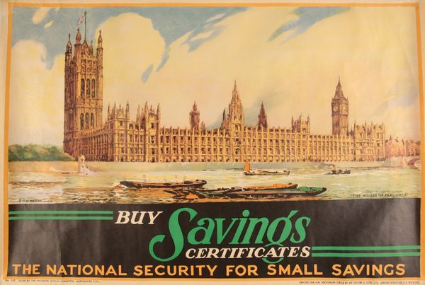 S.T.C WEEKS : A NATIONAL SAVINGS ADVERTISING POSTER " HOUSES OF PARLIAMENT"