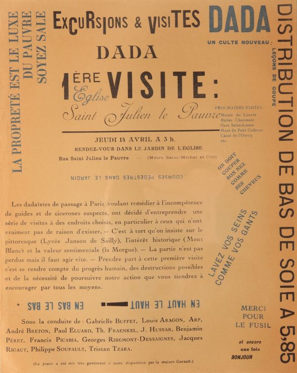 •TRISTAN TZARA (1896-1963) 'Excursions & Visites Dada 1ère visite: Église Saint Julien le Pauvre'