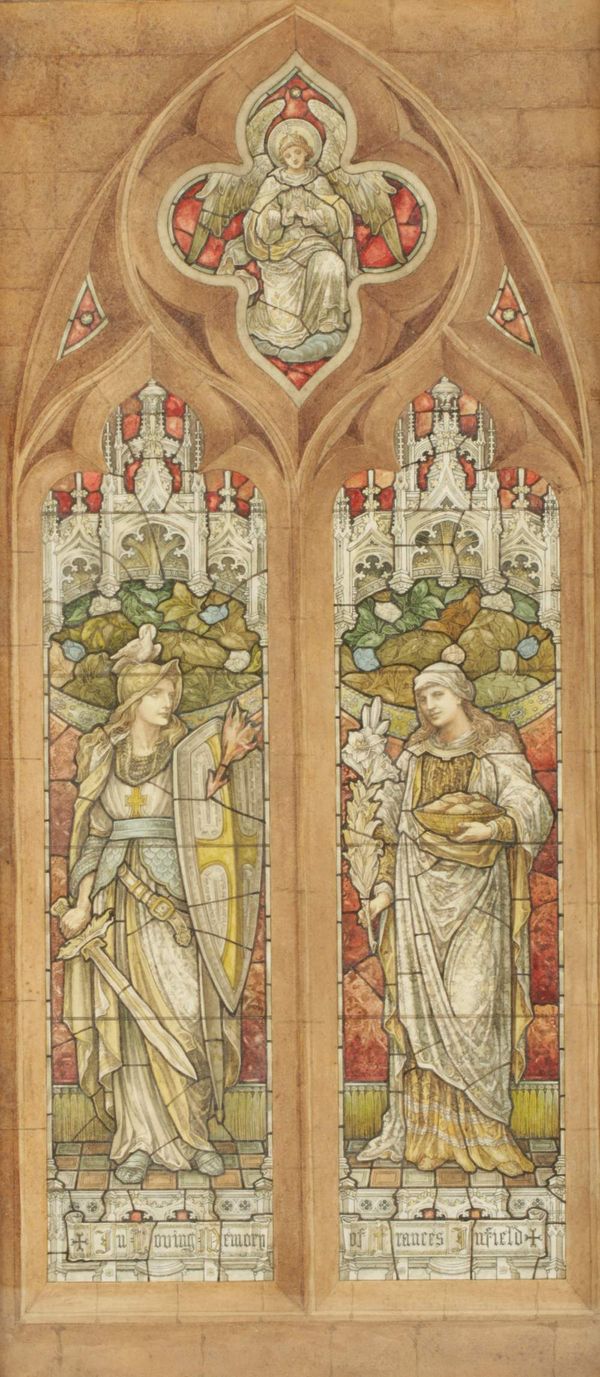 MANNER OF STEPHEN ADAM (1848-1910) An Arts and Crafts style design for a stained glass window