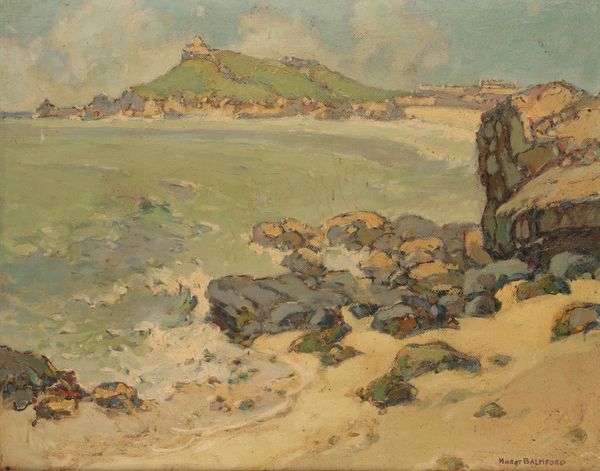 •HURST BALMFORD (1871-1950) A beach scene with a headland to the distance