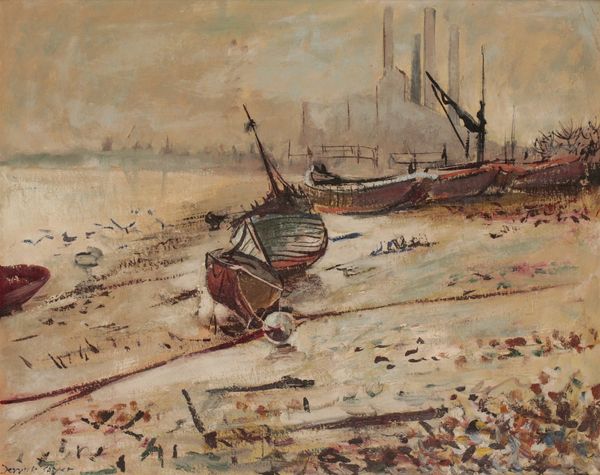 •DERRICK LATIMER SAYER (1917-1992) A study of the Thames at low tide