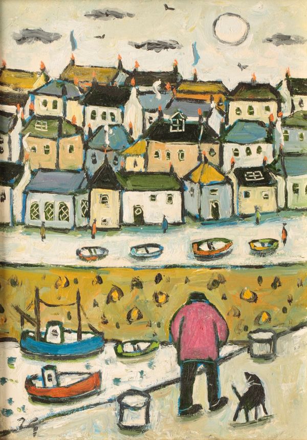 •JOAN GILCHREST (1918-2008) 'St. Ives, Walking the dog' 