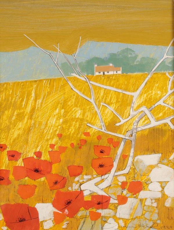 •ALASTAIR MICHIE (1921-2008) Stylised study of poppies in a field