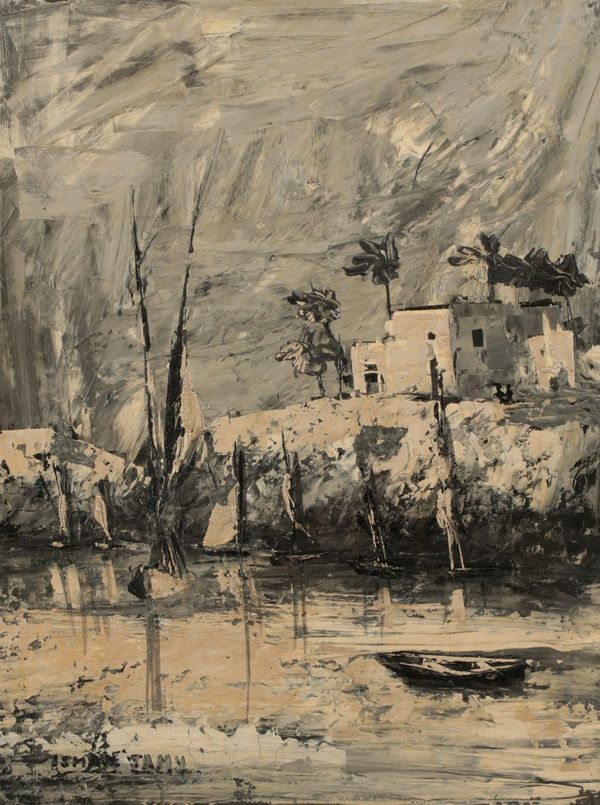 ISMAIL SAMY (Egyptian, 1935-1990) A river scene 