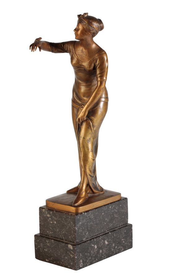 •GEORGES MORIN (1874-1950): A BRONZE FIGURE OF A LADY