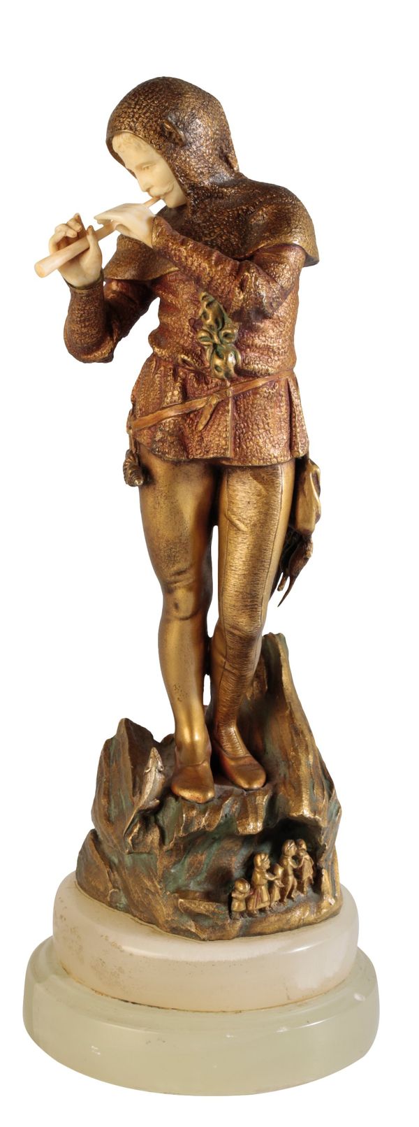 EUGENE BARILLOT (1841-1900), A PAINTED BRONZE AND IVORY FIGURE