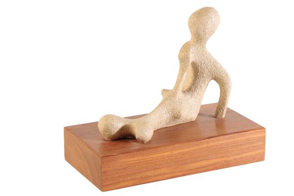 STONEWARE MODERNIST SCULPTURE, modelled in the form of a reclining figure