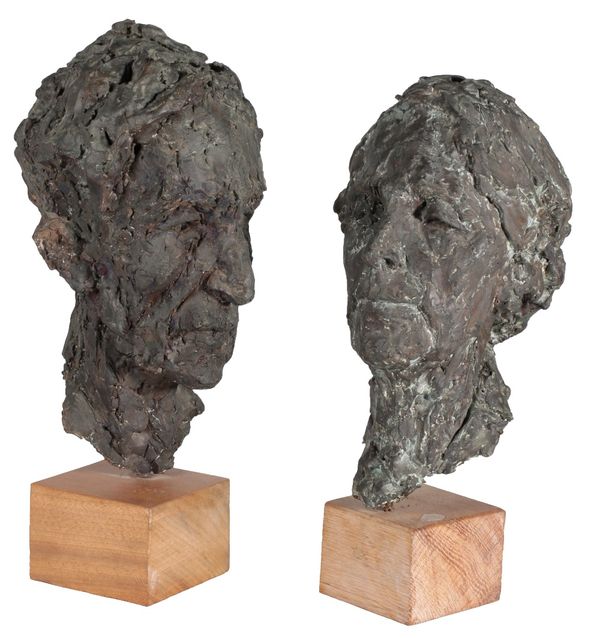 •LESLIE CHARLOTTE BENENSON R.E. (1941 - 2018): A PAIR OF PATINATED BRONZED EFFECT SCULPTURES