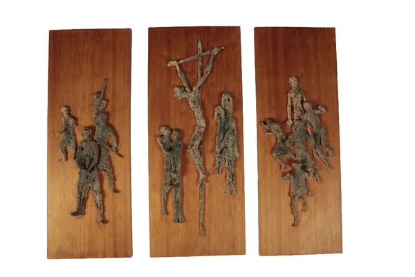 •LESLIE CHARLOTTE BENENSON R.E. (1941 - 2018): FOUR BRONZED EFFECT SCULPTURES ON BOARD