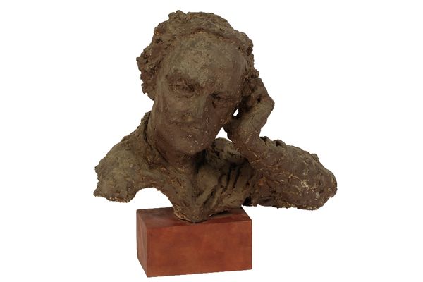 •LESLIE CHARLOTTE BENENSON R.E. (1941 - 2018): A BRONZED EFFECT MAQUETTE SCULPTURE