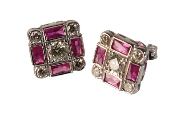 ART DECO STYLE RUBY AND DIAMOND EARRINGS