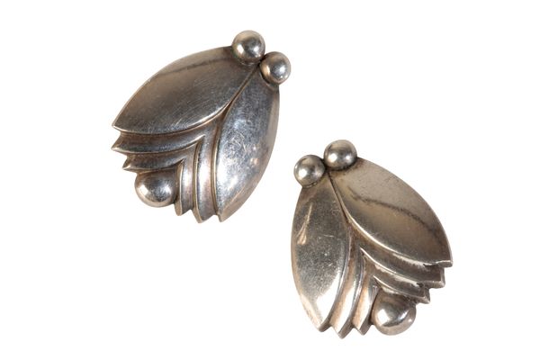 GEORG JENSEN: A PAIR OF SILVER CLIP EARRINGS