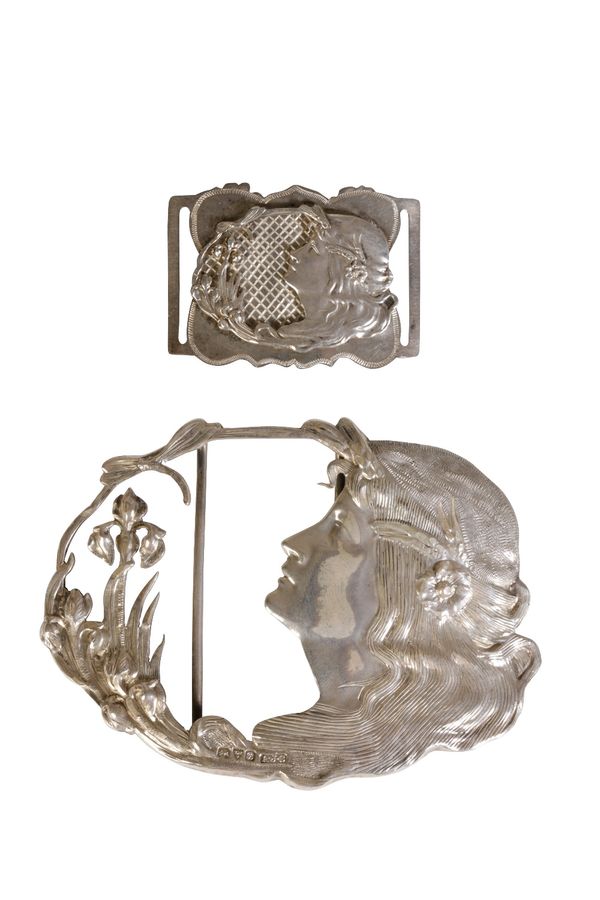 ART NOUVEAU SILVER BELT BUCKLE