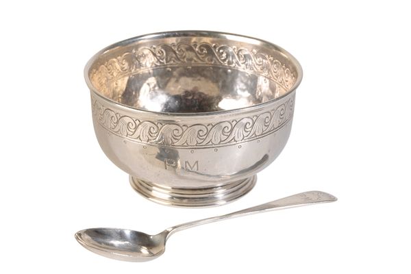 LIBERTY & CO: A SILVER CHRISTENING BOWL AND SPOON