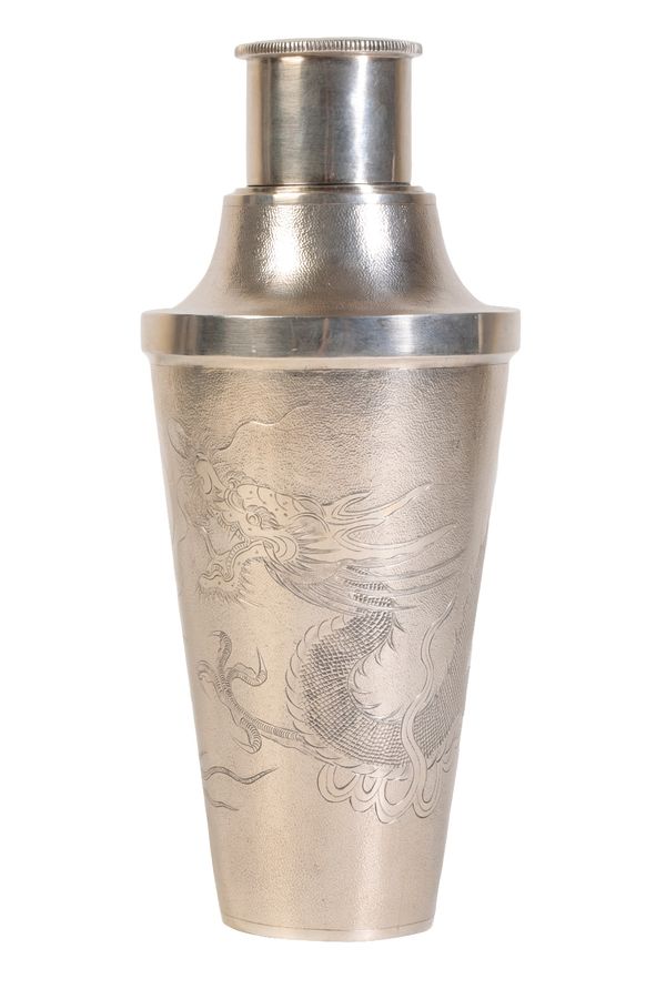 ART DECO CHINESE SILVER COCKTAIL SHAKER