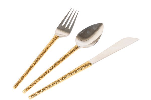 •STUART DEVLIN (1931 - 2018): MODERNIST SILVER PARCEL-GILT FLATWARE