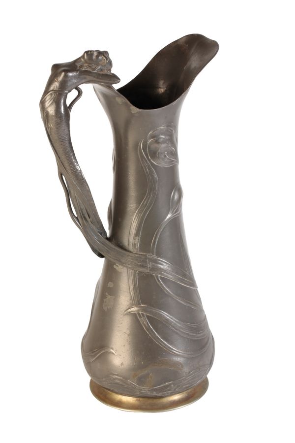 WMF: AN ART NOUVEAU PEWTER WATER JUG