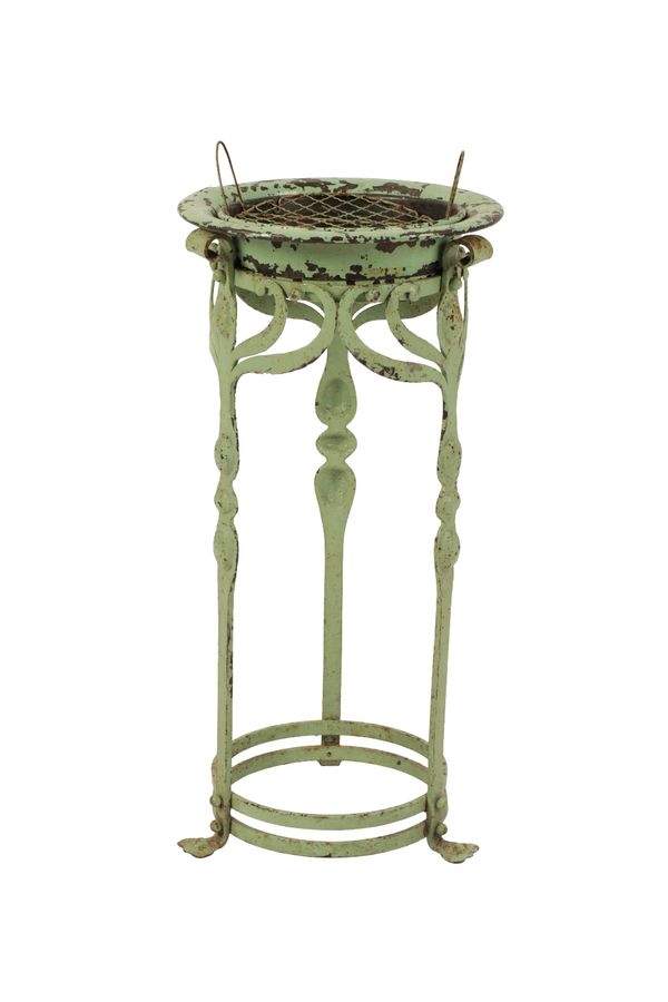 ART NOUVEAU BRONZED GREEN PAINTED JARDINIERE