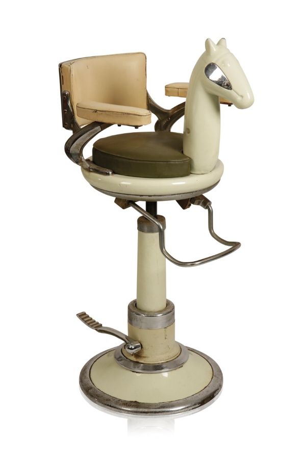 ART DECO STYLE CHILD'S HORSE HEAD BARBER CHAIR