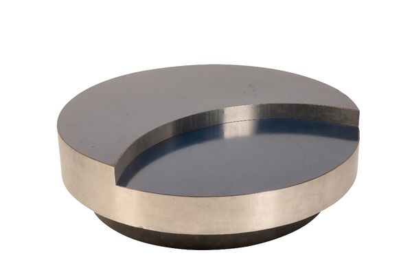 •WILLY RIZZO (1928-2013): A BRUSHED STEEL AND LACQUERED SWIVEL COFFEE TABLE