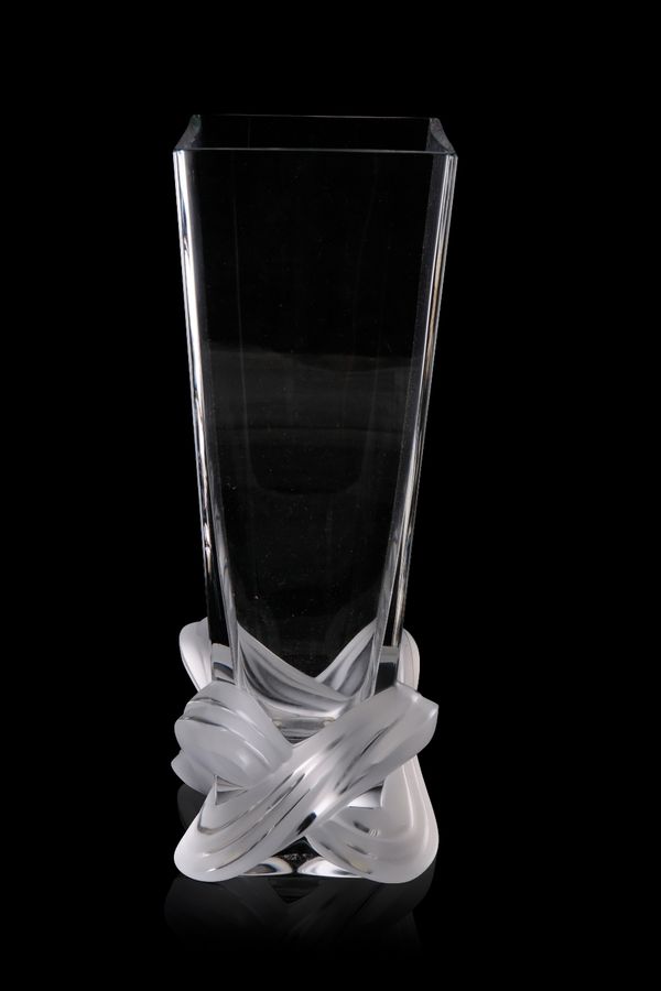 LALIQUE: A "LUCCA" FROSTED AND CLEAR GLASS VASE