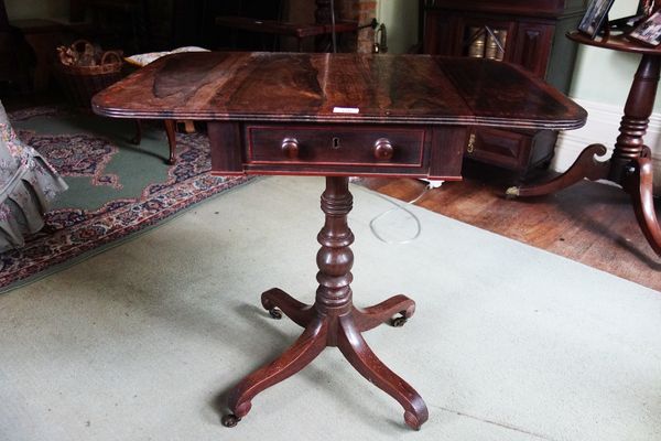 A LATE REGENCY ROSEWOOD SMALL PEMBROKE TABLE