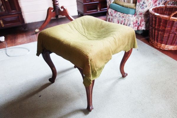 A FRENCH HEPPLEWHITE STYLE MAHOGANY DRESSING STOOL