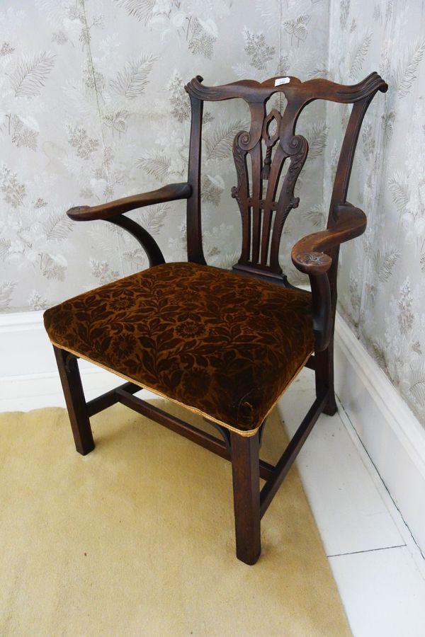 A GEORGE III STYLE ELBOW CHAIR