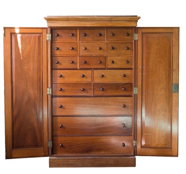 A VICTORIAN "ARTS AND CRAFTS" GENTLEMANS FITTED WARDROBE